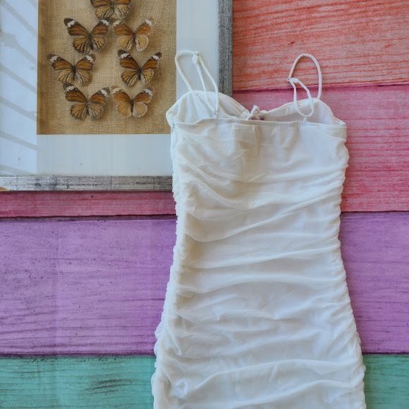 Princess Polly White Sassy Ruched Mesh Mini Dress - Picture 13 of 13